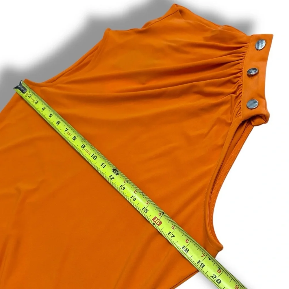 NWT DKNY Orange High Neck Mock Neck Silver Button Office Top – Medium - Picture 4 of 8